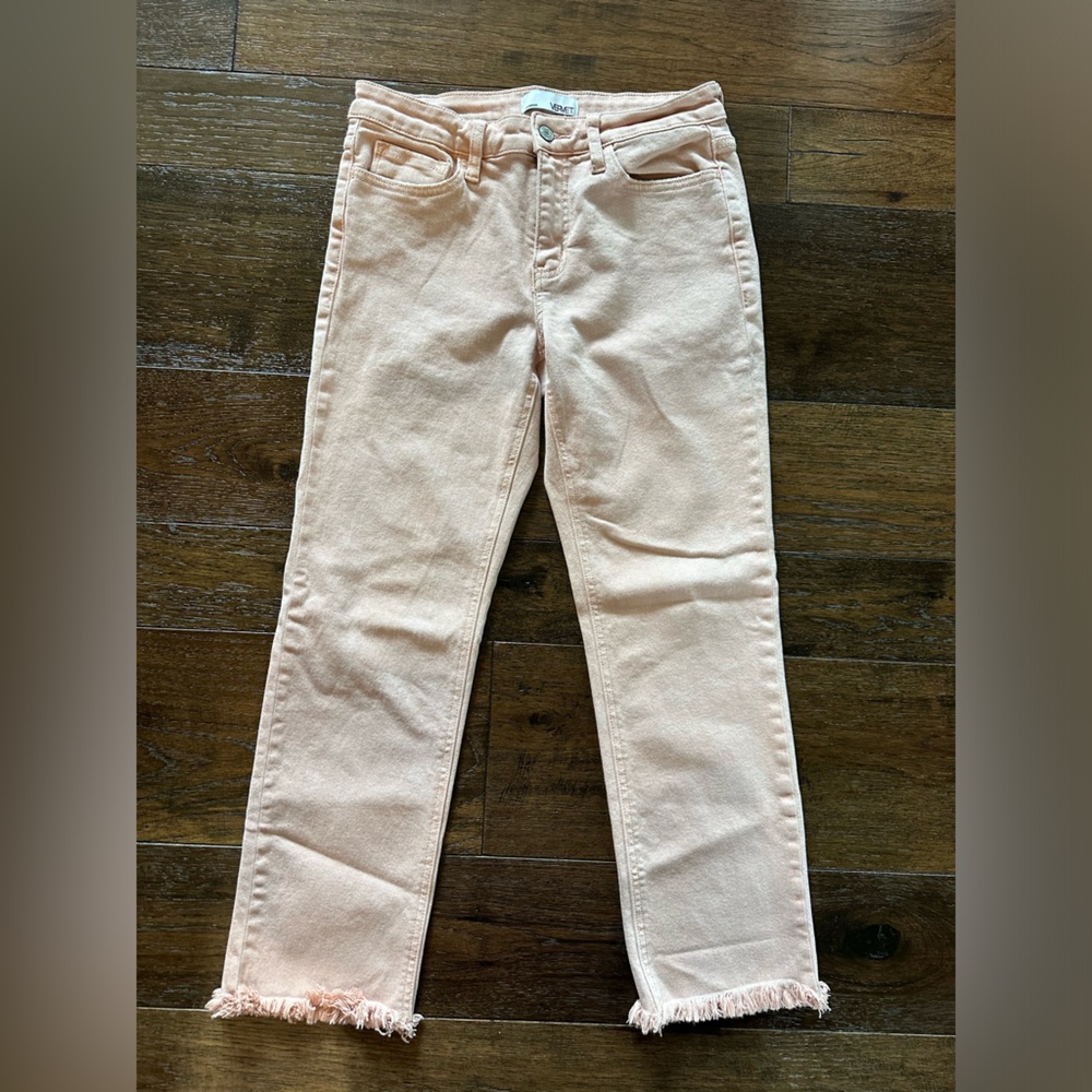 VERVET BY FLYING MONKEY Light Pink Cropped Jeans
